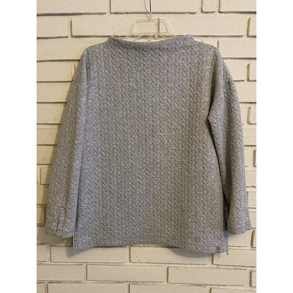 T by Talbots Top Women Small Gray Cable Mock Neck Pullover Glitter Comfort‎ - Picture 1 of 6